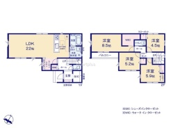 ～広々したＬＤＫを設けたプラン～
・ＬＤＫは何と２２帖。ご家族で過ごす空間だからこそ、余裕のある広さでお過ごしくださいませ。
・ご内覧の際は家具の配置などもイメージしてみてくださいね。
（５号棟）